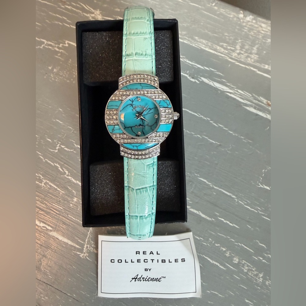 Adrienne Mint-Turquoise Crystal Accent Women's Watch